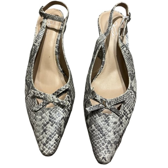 JESSICA Sling Back Shoes Heels Size 8 with 3" Heel Grey Snakeskin-like - Picture 6 of 9